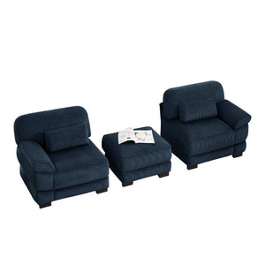 English Elm Cloud Couch Modular L-Shaped Sectional with Ottoman Corduroy Memory Foam Seating Blue W714S02009
