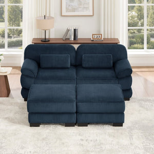 English Elm Cloud Couch Modular U-Shaped Sectional with Memory Foam Corduroy Upholstery for Living Room Blue W714S02010