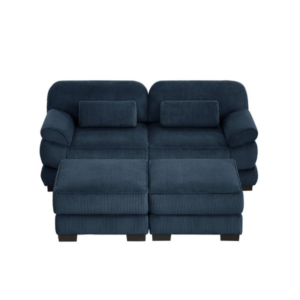 English Elm Cloud Couch Modular U-Shaped Sectional with Memory Foam Corduroy Upholstery for Living Room Blue W714S02010