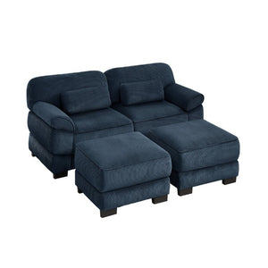 English Elm Cloud Couch Modular U-Shaped Sectional with Memory Foam Corduroy Upholstery for Living Room Blue W714S02010
