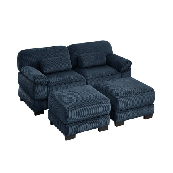 English Elm Cloud Couch Modular U-Shaped Sectional with Memory Foam Corduroy Upholstery for Living Room Blue W714S02010