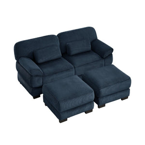 English Elm Cloud Couch Modular U-Shaped Sectional with Memory Foam Corduroy Upholstery for Living Room Blue W714S02010