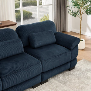 English Elm Cloud Couch Modular U-Shaped Sectional with Memory Foam Corduroy Upholstery for Living Room Blue W714S02010