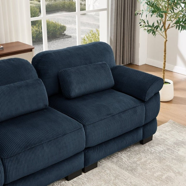 English Elm Cloud Couch Modular U-Shaped Sectional with Memory Foam Corduroy Upholstery for Living Room Blue W714S02010
