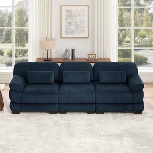 English Elm Cloud Couch Modular Sectional with Corduroy Cushions for a Cozy Living Room Lounge Blue W714S02011