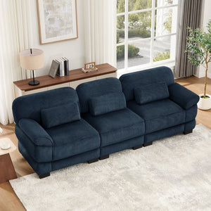 English Elm Cloud Couch Modular Sectional with Corduroy Cushions for a Cozy Living Room Lounge Blue W714S02011