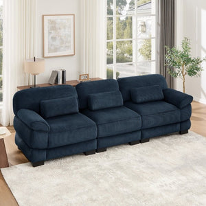 English Elm Cloud Couch Modular Sectional with Corduroy Cushions for a Cozy Living Room Lounge Blue W714S02011