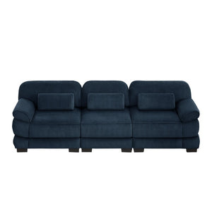 English Elm Cloud Couch Modular Sectional with Corduroy Cushions for a Cozy Living Room Lounge Blue W714S02011