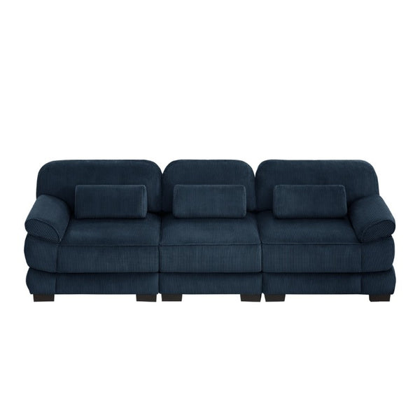 English Elm Cloud Couch Modular Sectional with Corduroy Cushions for a Cozy Living Room Lounge Blue W714S02011