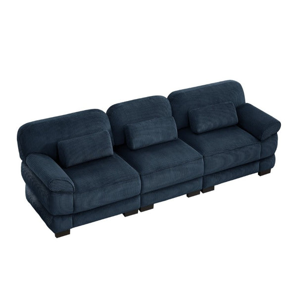 English Elm Cloud Couch Modular Sectional with Corduroy Cushions for a Cozy Living Room Lounge Blue W714S02011
