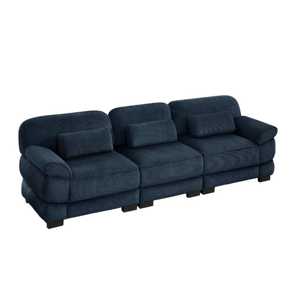 English Elm Cloud Couch Modular Sectional with Corduroy Cushions for a Cozy Living Room Lounge Blue W714S02011