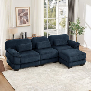 English Elm Cloud Modular L-Shaped Sectional Sofa with Deep Corduroy Cushions for Living Rooms Blue W714S02012