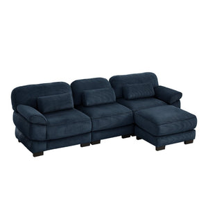 English Elm Cloud Modular L-Shaped Sectional Sofa with Deep Corduroy Cushions for Living Rooms Blue W714S02012