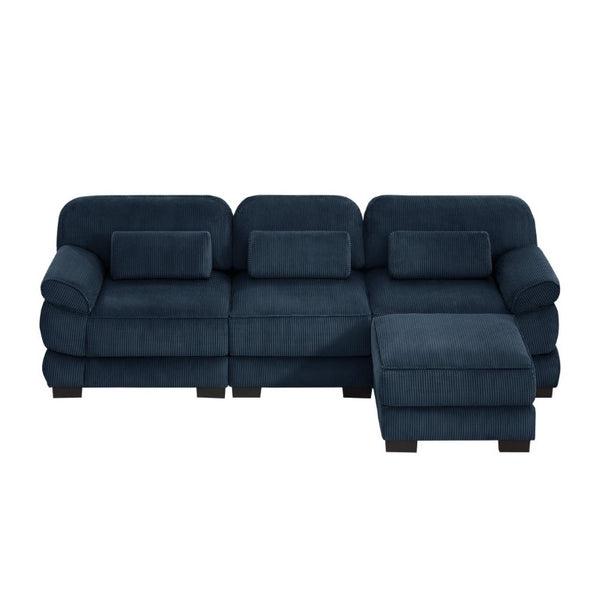 English Elm Cloud Modular L-Shaped Sectional Sofa with Deep Corduroy Cushions for Living Rooms Blue W714S02012