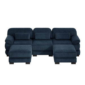 English Elm Cloud Modular U-Shaped Sectional Sofa with Corduroy Upholstery and Memory Foam Cushions Blue W714S02013