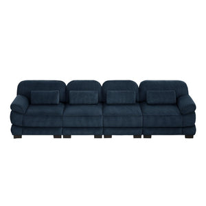 English Elm Cloud Modular Four Seat Sectional Sofa with Corduroy Cushions for Living Room Blue W714S02015