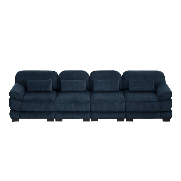 English Elm Cloud Modular Four Seat Sectional Sofa with Corduroy Cushions for Living Room Blue W714S02015