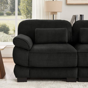 English Elm Cloud Couch Modular Corduroy Loveseat with Memory Foam Cushions for Modern Living Rooms Black W714S02018