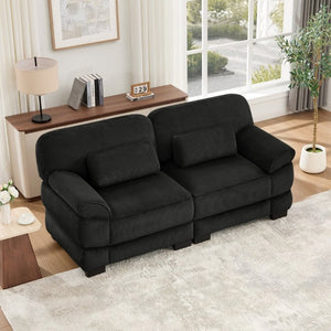 English Elm Cloud Couch Modular Corduroy Loveseat with Memory Foam Cushions for Modern Living Rooms Black W714S02018