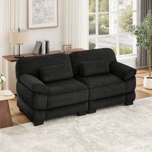 English Elm Cloud Couch Modular Corduroy Loveseat with Memory Foam Cushions for Modern Living Rooms Black W714S02018