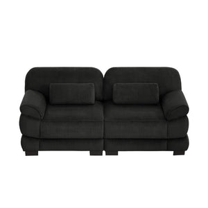 English Elm Cloud Couch Modular Corduroy Loveseat with Memory Foam Cushions for Modern Living Rooms Black W714S02018