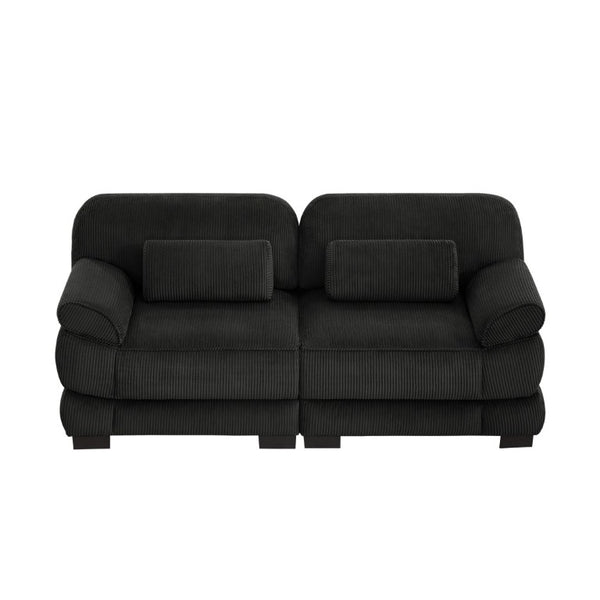 English Elm Cloud Couch Modular Corduroy Loveseat with Memory Foam Cushions for Modern Living Rooms Black W714S02018