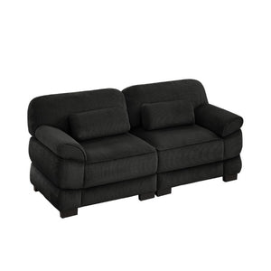 English Elm Cloud Couch Modular Corduroy Loveseat with Memory Foam Cushions for Modern Living Rooms Black W714S02018