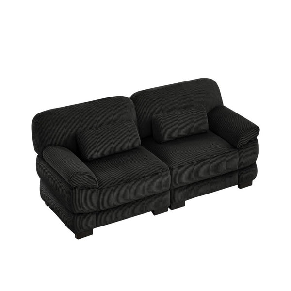English Elm Cloud Couch Modular Corduroy Loveseat with Memory Foam Cushions for Modern Living Rooms Black W714S02018