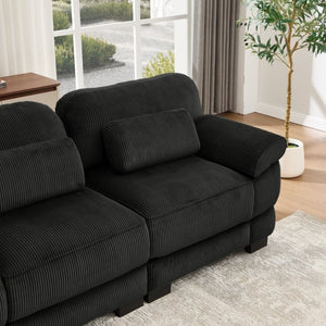 English Elm Cloud Couch Modular Corduroy Loveseat with Memory Foam Cushions for Modern Living Rooms Black W714S02018
