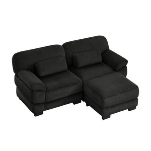 English Elm Cloud Couch Modular L-Shaped Sectional with Ottoman Corduroy Memory Foam Seating Black W714S02019