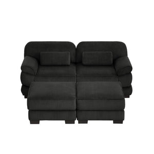 English Elm Cloud Couch Modular U-Shaped Sectional with Memory Foam Corduroy Upholstery for Living Room Black W714S02020