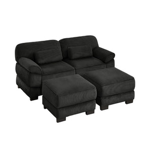 English Elm Cloud Couch Modular U-Shaped Sectional with Memory Foam Corduroy Upholstery for Living Room Black W714S02020