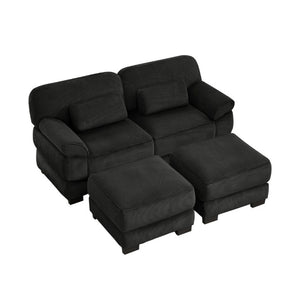 English Elm Cloud Couch Modular U-Shaped Sectional with Memory Foam Corduroy Upholstery for Living Room Black W714S02020