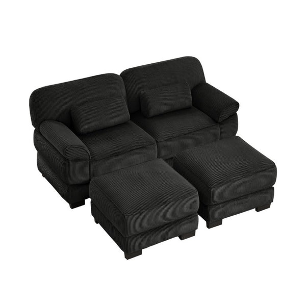 English Elm Cloud Couch Modular U-Shaped Sectional with Memory Foam Corduroy Upholstery for Living Room Black W714S02020