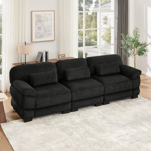 English Elm Cloud Couch Modular Sectional with Corduroy Cushions for a Cozy Living Room Lounge Black W714S02021