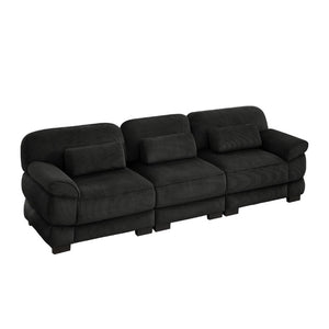 English Elm Cloud Couch Modular Sectional with Corduroy Cushions for a Cozy Living Room Lounge Black W714S02021