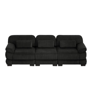 English Elm Cloud Couch Modular Sectional with Corduroy Cushions for a Cozy Living Room Lounge Black W714S02021
