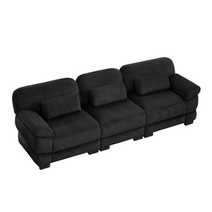 English Elm Cloud Couch Modular Sectional with Corduroy Cushions for a Cozy Living Room Lounge Black W714S02021