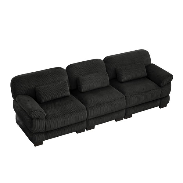 English Elm Cloud Couch Modular Sectional with Corduroy Cushions for a Cozy Living Room Lounge Black W714S02021