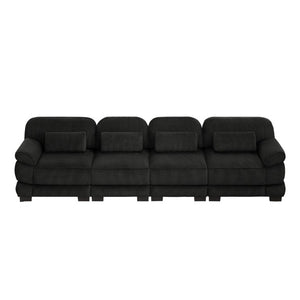 English Elm Cloud Modular Four Seat Sectional Sofa with Corduroy Cushions for Living Room Black W714S02025