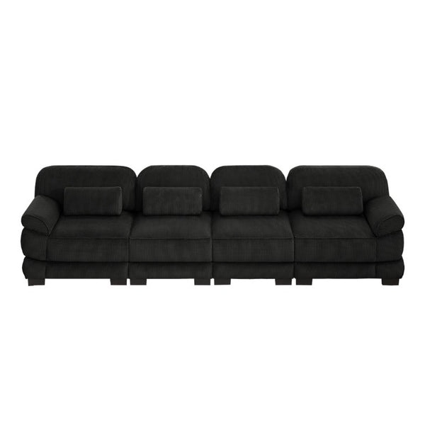 English Elm Cloud Modular Four Seat Sectional Sofa with Corduroy Cushions for Living Room Black W714S02025