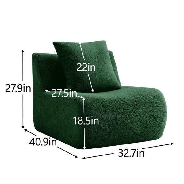English Elm Soft Teddy Plush Modular Floor Sectional with High Density Sponge Fill for Living Rooms Green W714S02028