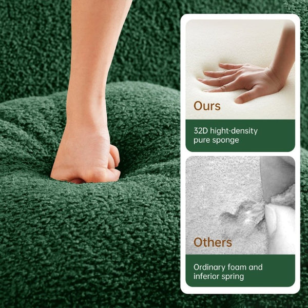 English Elm Soft Teddy Plush Modular Floor Sectional with High Density Sponge Fill for Living Rooms Green W714S02028