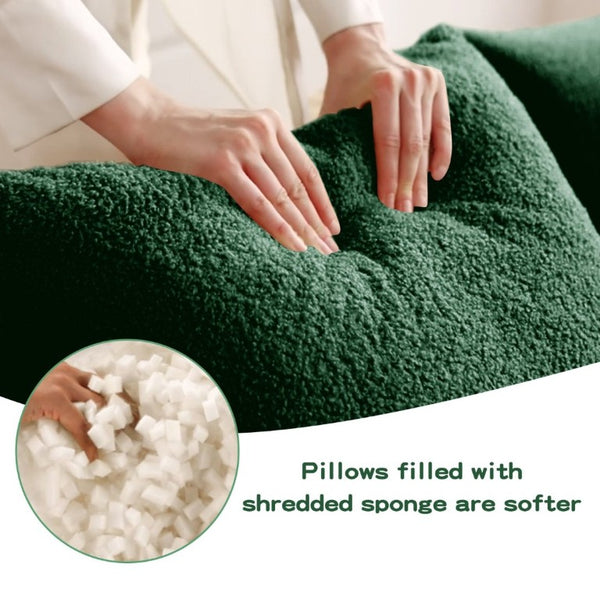 English Elm Soft Teddy Plush Modular Floor Sectional with High Density Sponge Fill for Living Rooms Green W714S02028