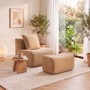 English Elm Soft Teddy Plush Modular Floor Sectional with High Density Sponge Fill for Living Rooms Camel W714S02029