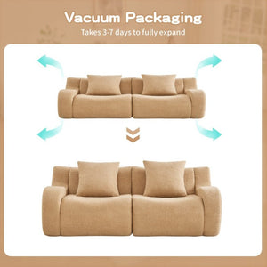 English Elm Soft Teddy Plush Modular Floor Sectional with High Density Sponge Fill for Living Rooms Camel W714S02029