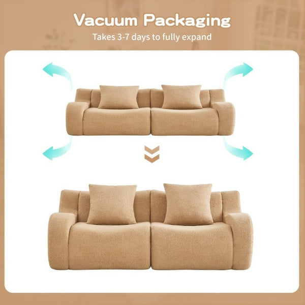English Elm Soft Teddy Plush Modular Floor Sectional with High Density Sponge Fill for Living Rooms Camel W714S02029