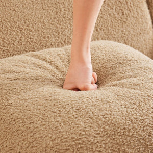 English Elm Soft Teddy Plush Modular Floor Sectional with High Density Sponge Fill for Living Rooms Camel W714S02029