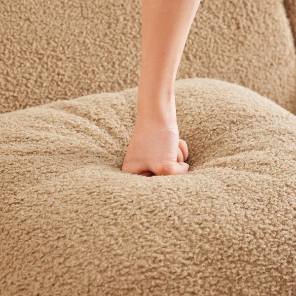 English Elm Soft Teddy Plush Modular Floor Sectional with High Density Sponge Fill for Living Rooms Camel W714S02029
