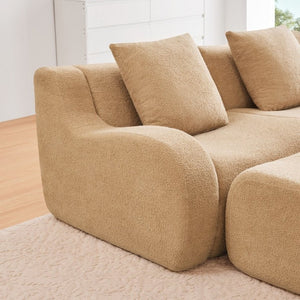 English Elm Soft Teddy Plush Modular Floor Sectional with High Density Sponge Fill for Living Rooms Camel W714S02029